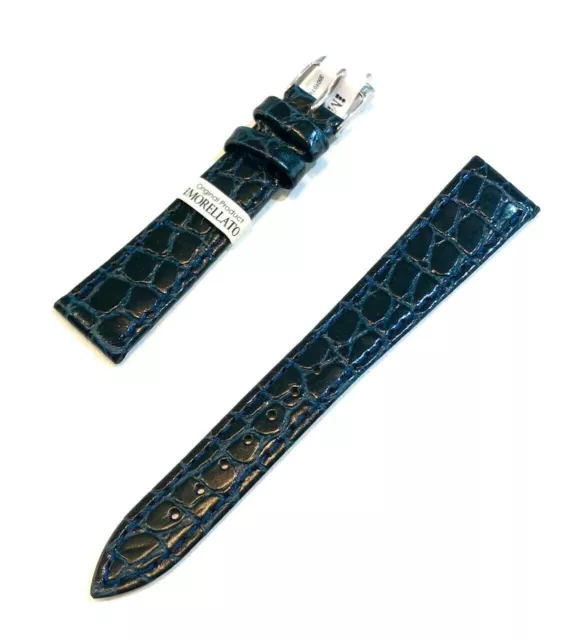 Cinturino orologio da uomo Morellato in pelle stampa cocco piatto blu 16 18 20