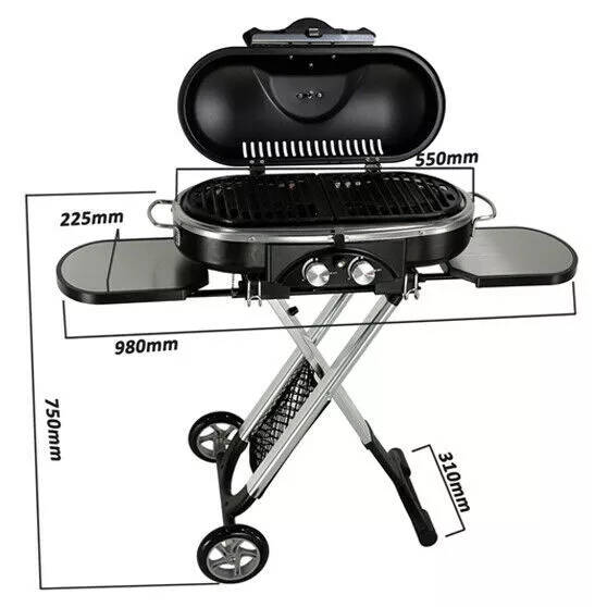 Gas BBQ Portable Folding 2 Burners High Quality Ideal for Camping Easy To Store 3