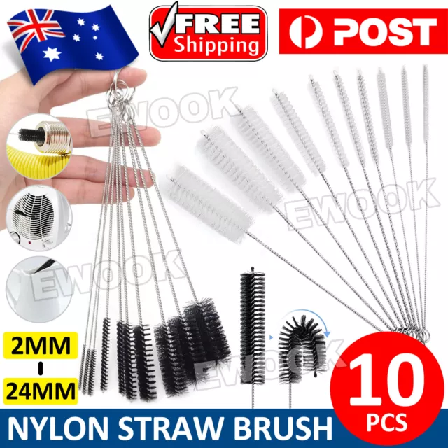 10Pcs Nylon Reusable Straw Brush Cleaner Bottle Small Long Cleaning Tube Pipe