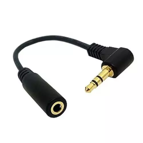 LIONX 10cm 90 Degree Right Angled 3.5mm 3poles Audio Stereo Male to Female Exten