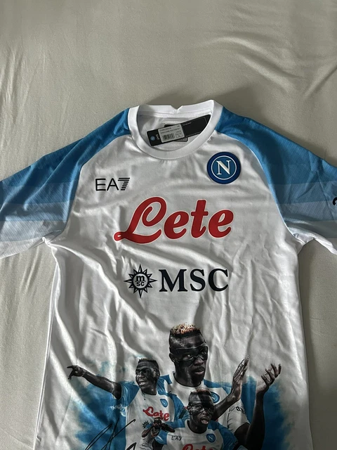 Maillot Napoli Flame Osimhen, Match Issued, Autographe, EA7, Taille L, Bleu