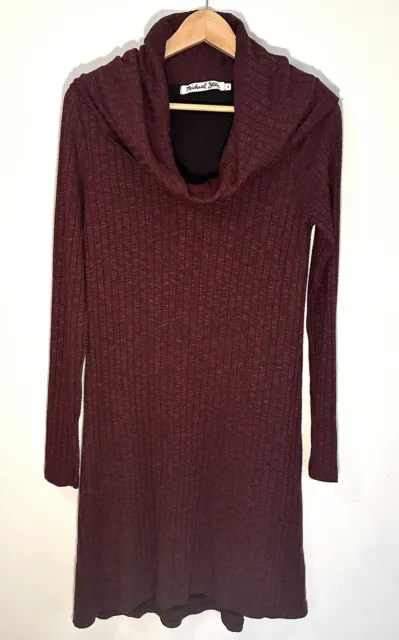 MICHAEL STARS Dress Cowl Draped Long Sleeve Burgundy Red Women’s Size Small