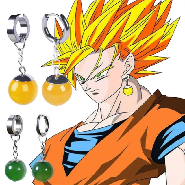 Anime DBZ Super Dragon Ball Z Son Goku Zamasu Vegetto Time Earring Ear  Clips Vegeta Cosplay Merch Green Yellow Earrings Prop