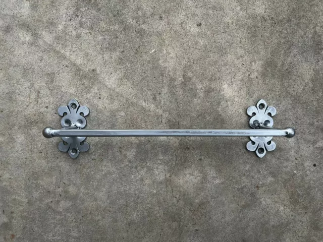 Iron Bathroom Metal Towel Bar, Custom Bath, Handmade, Hand painted hardware