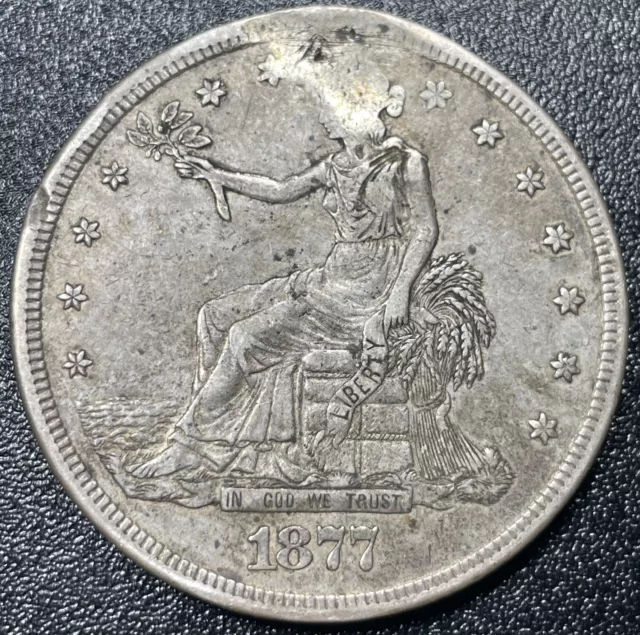 1877 Trade Dollar $1 Better Grade VF + Details Very Fine