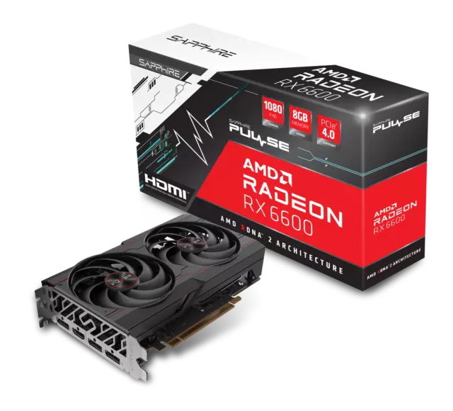 SAPPHIRE AMD Radeon RX 6600 OC Pulse Gaming Grafikkarte mit 8GB GDDR6 3xDP