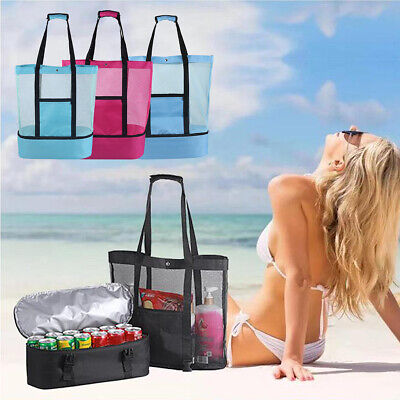 Large Shoulder Bag Gym Beach Picnic Travel Shopping Bag With Cooling Zip Pocket