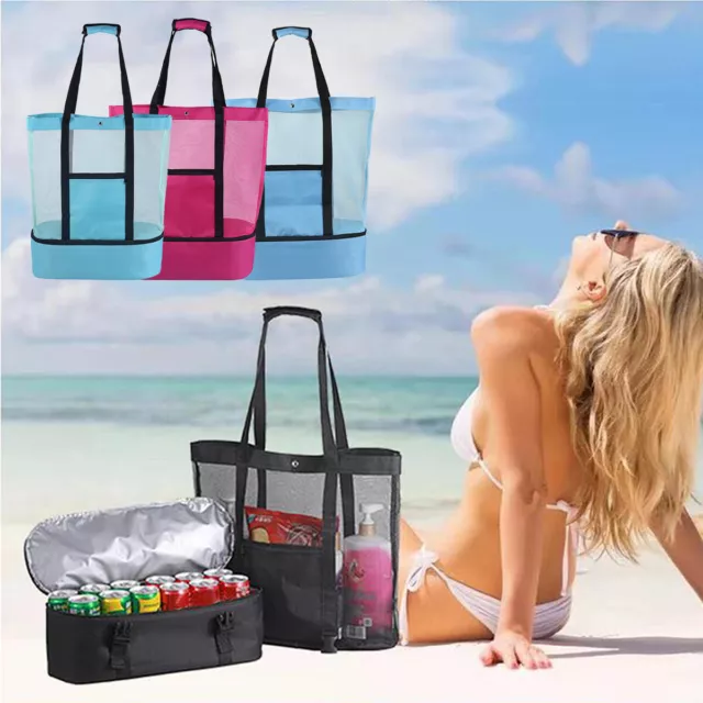Large Shoulder Bag Gym Beach Picnic Travel Shopping Bag With Cooling Zip Pocket