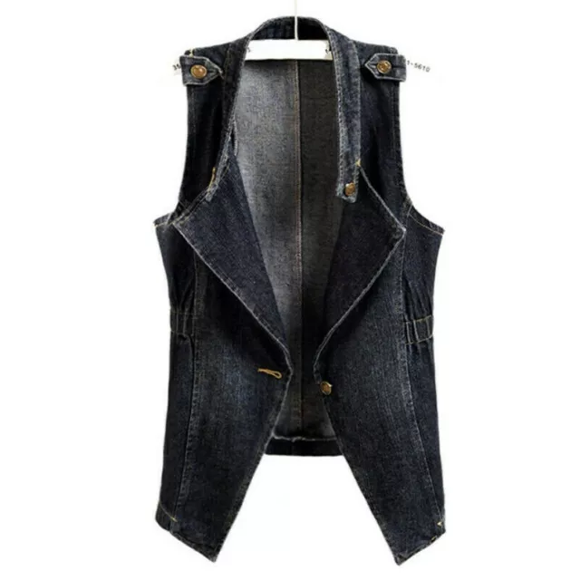 Femme Gilet Jeans sans Manche Cardigan Veste Rétro Gilet Manteau Gilet Jean