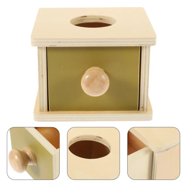 Montessori Wooden Object Permanence Box with Drawer & Ball Drop Play Toy-IR