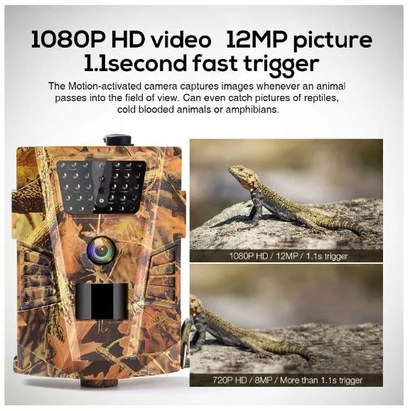 Caméra De Chasse 1080P 16 MP Surveillance Infrarouge HD Vision Nocturne Étanche
