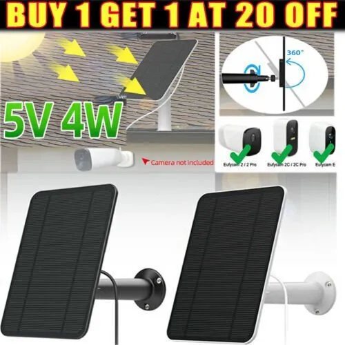 1/2/4X 10W Solar Panels for Eufy Eufycam Cam E/2C/2/2 Pro Wall Mount Cable Power