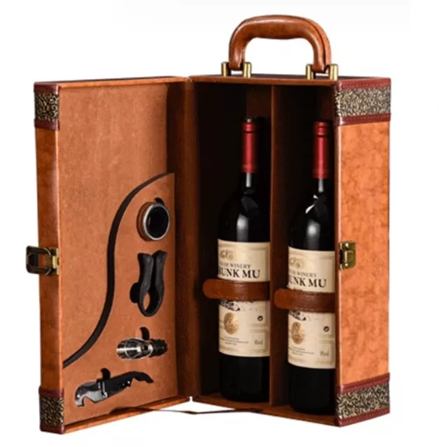 2x Weinkoffer para 2 Botellas de Vino Set Caja Sumiller Accesorios 3