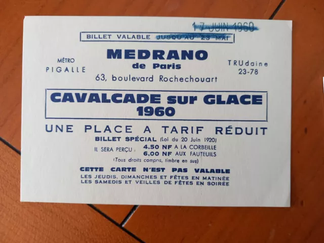 billet cirque MEDRANO 1960