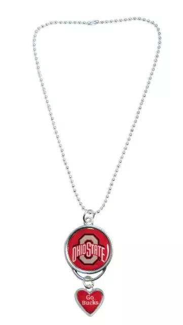 Ohio State Buckeyes Rear View Mirror Car Vehicle Truck Charm Circle Heart OSU