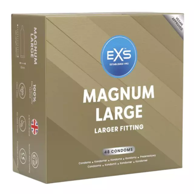 EXS Magnum Condones Extra Grande XL Tamaño King Más más Ancho Para 60mm Caja 48