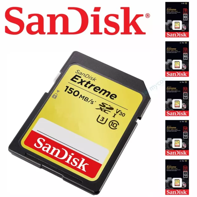 SanDisk EXTREME SD Speicherkarte 4K UHD 16GB 32GB 64GB 128GB 256GB Memory Card