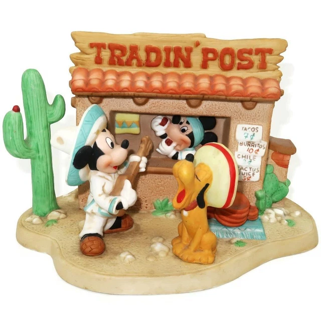 Schmid Porcelain Musical Collectible Tradin' Post, Mickey Mouse & Pluto Schmid Porcelain Musical Collectible Tradin' Post, Mickey Mouse & Pluto