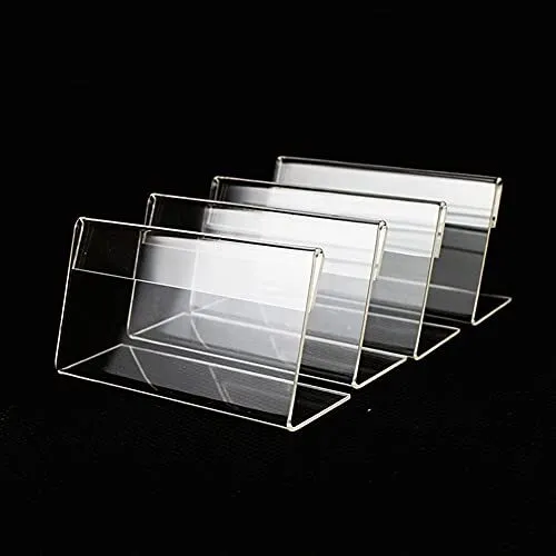 10pcs L Shaped Clear Acrylic Mini Sign Display Holder Price Card Tag Label Stand