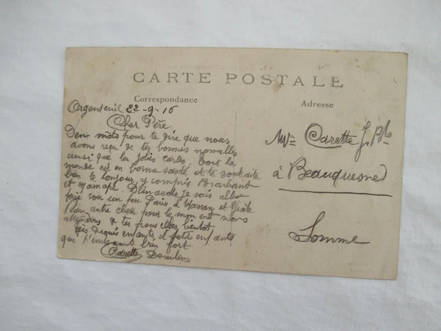 Cpa Argenteuil Bords De Seine  Postale E 1916 2