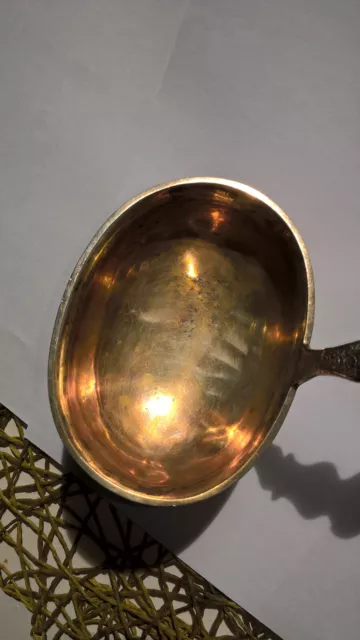 Antike Kelle versilbert, mit Vergoldung, edle Biedermeier, Suppenkelle