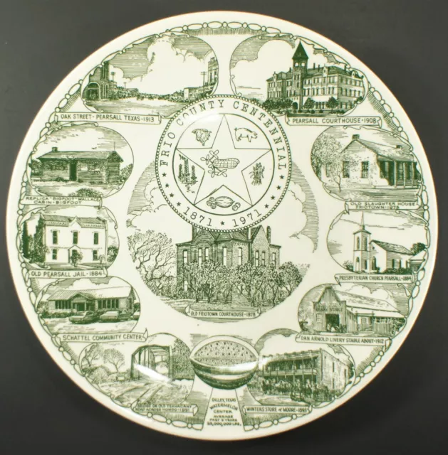 Frio County Texas Centennial 10” Collectors Plate 1871-1971  Kettlesprings Kilns