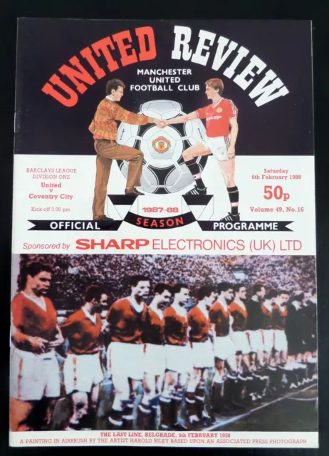 Manchester United v Coventry City   Munich 30th anniversary  Token   6-2-1988