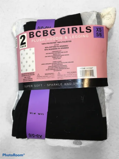 BCBG Girls New 2-Piece Long Sleeve Plush Hoodie Set With Leggings Size XS 5/6 2