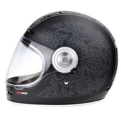 Viper F659 Retro Vintage Fibreglass Full Face Motorbike Helmet Matt Black Jorvik