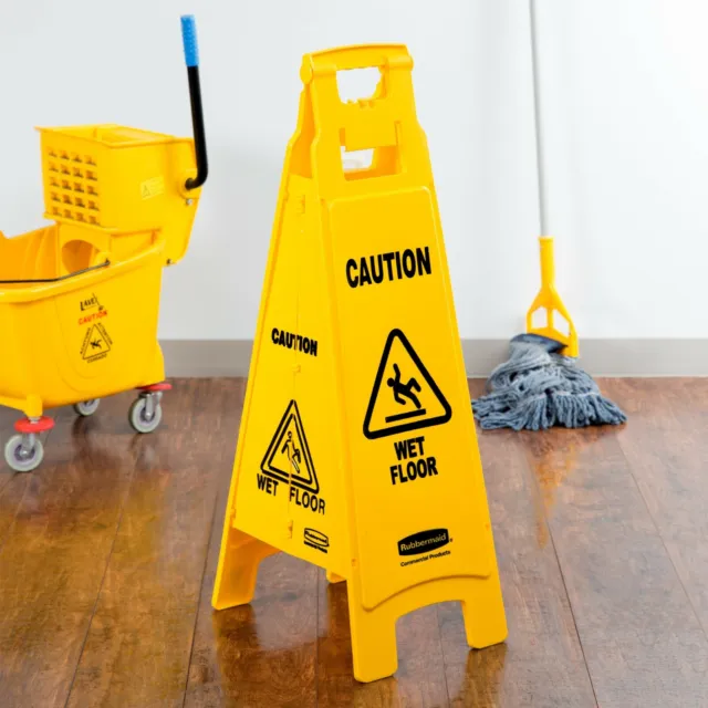 Rubbermaid Commercial 4-Sided Yellow Safety Floor Sign "Caution Wet Floor" 3