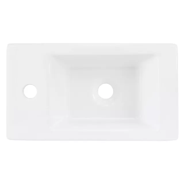 Lavabo blanco cerámica diseño rectangular sobre encimera 460 x 260 mm para baño 2