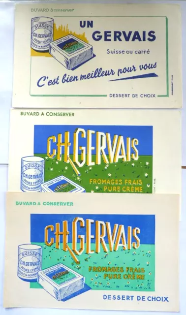 Lot De 3 Buvards - Ch Gervais - Fromages Frais Pure Crème Dessert De Choix -