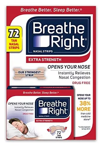 Breathe Right Extra Strength Nasal Strips, 72 Strips