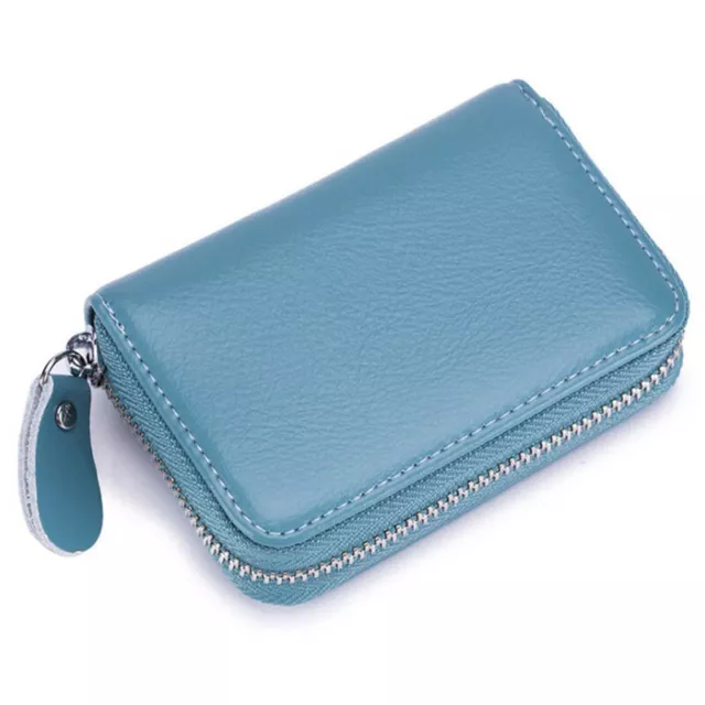 Genuine Leather Men Wallet Credit Card Holder RFID Blocking Zipper Pocket Thin 5
