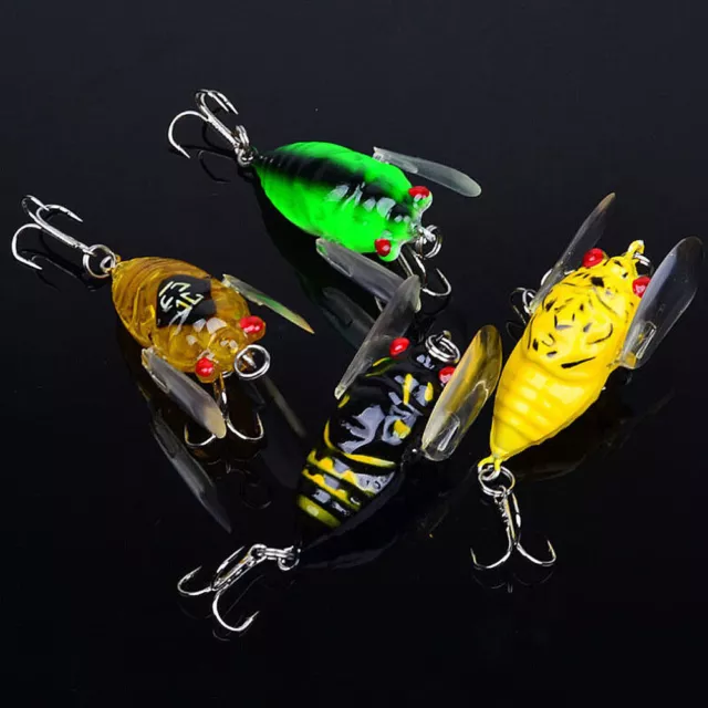 4x Winged Cicada 40mm Fishing Lure Topwater Popper Freshwater Bream Bass Bream