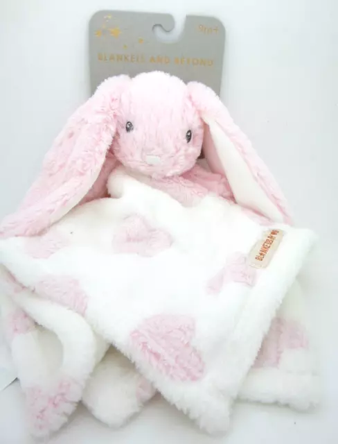 Blankets and Beyond Baby Security Blanket Pink Bunny Floppy Ear White Nunu Heart