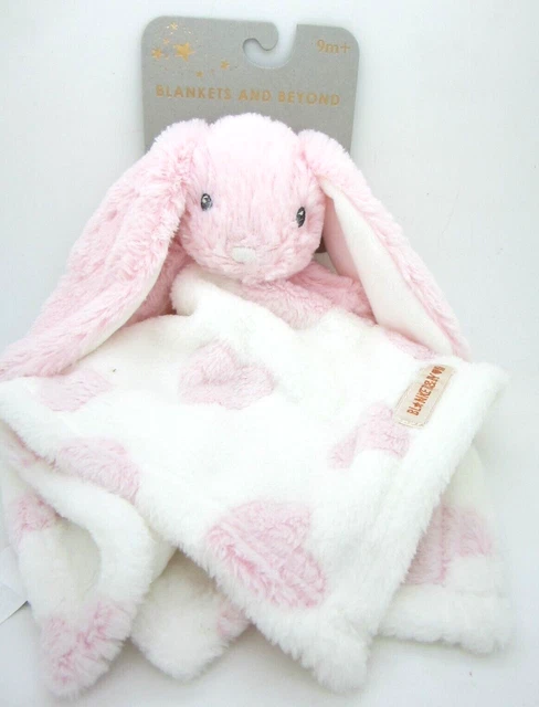 Blankets and Beyond Baby Security Blanket Pink Bunny Floppy Ear White Nunu Heart