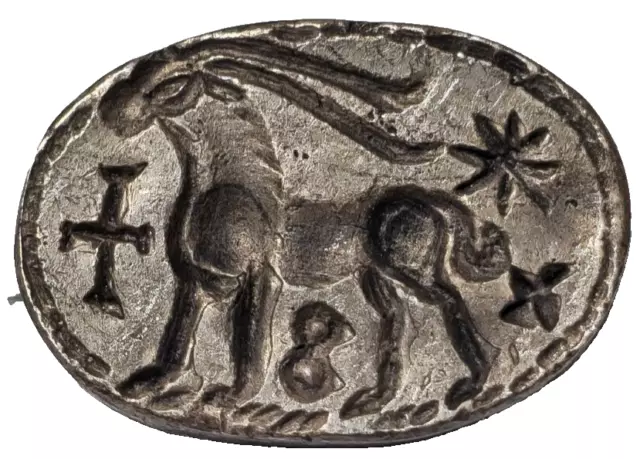 Stunning Ancient Silver Templar Zoomorphic Rare  Seal Superb Detail 3,7 Gr 18 Mm