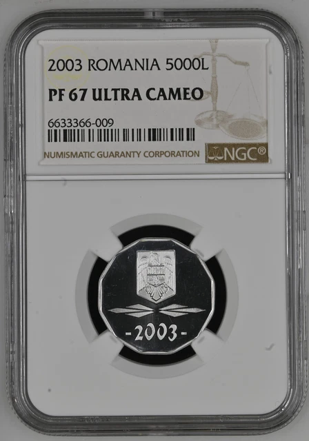 5000 Lei 2003, Romania, Rumänien, NGC PROOF 67 ULTRA CAMEO