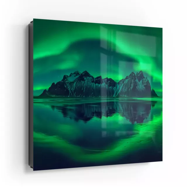 DEQORI Schlüsselkasten Glasfront 30x30 cm 'Vestrahorn im Polarlicht' Box modern
