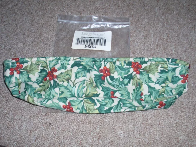 Longaberger Liner For The "CRACKER", American Holly Fabric, NEW!!