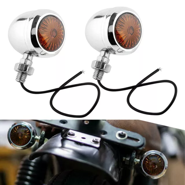 2pcs Amber Motorcycle Mini Bullet Turn Signal Light Indicator Universal