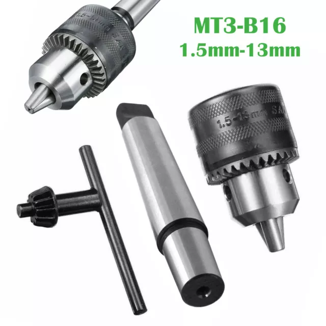 1.5mm-13mm Metal Lathe Tailstock Drill Chuck Morse Taper 3 (MT3) to B16 Arbor UK