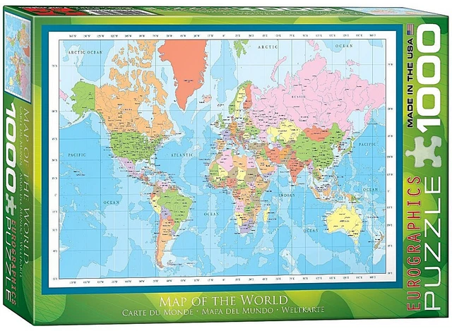 CARTE DU MONDE 1000 Pièce Puzzle Par Eurographics 680mm x 490mm EUR 22 ...