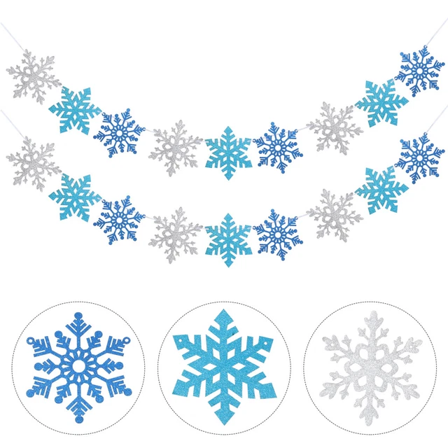 2 Sets Schneeflocke String Girlande Frohe Weihnachten Banner Girlande