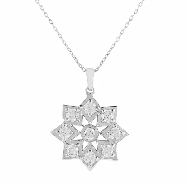 Delicate Floral Engagement Necklace 1.9 Ct Simulated Diamond 14K White Gold Over 2