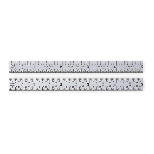 STARRETT C305R-12 Steel Rule,Flexible,12 In,5R Grad