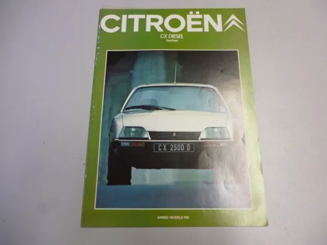 Catalogue Brochure de Vente Citroën CX Diesel 1981 TBE. Envoi Gratuit