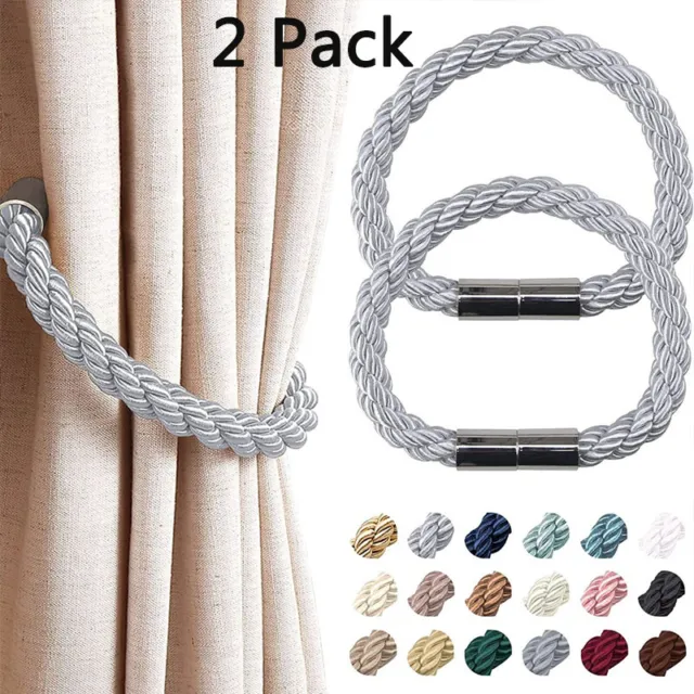 2x Magnets Curtain Tie Backs Curtain Tieback Decor Rope Holdbacks Buckle Clips ☆