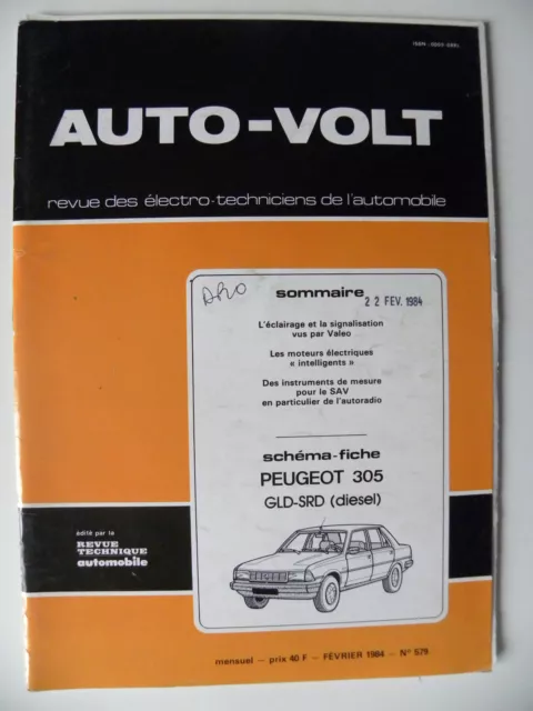 revue automobile AUTO VOLT schéma-fiche PEUGEOT 305 GLD - SRD diesel
